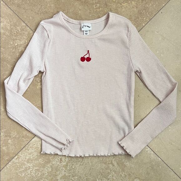 Art Class Girls Light Pink Cherry Embroidered Top - Picture 1 of 4